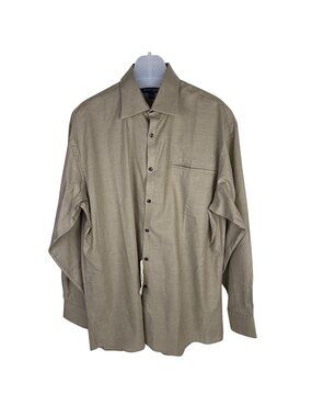 Atlantique Men's Taupe Long-Sleeve Cotton Dress Shirt 15-1/2 33 NWT